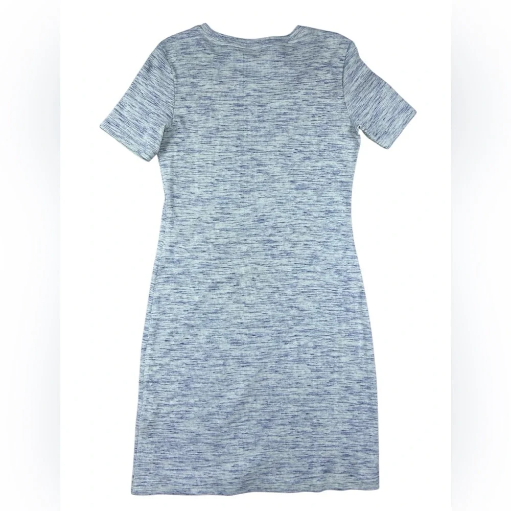 Theory Heathered Blue and Heathered Cream Short Sleeve Mini Dress - Picture 8 of 15